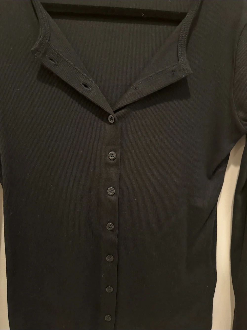 J. Crew Black Button-Front Long Sleeve Top Cotton
